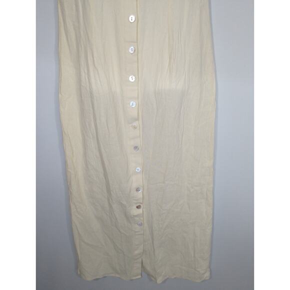 Cider Solid V-neck Yellow Button Shift Maxi Dress MEDIUM NWT Coastal Casual - Picture 4 of 10